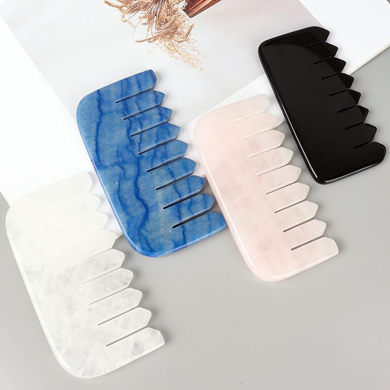 Alanding Yst Gua Sha-Peigne en cristal naturel, outil de massage des cheveux, de la tête et du cou, beauté, soins de la peau, santé