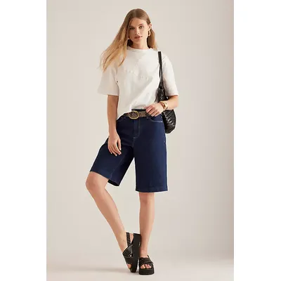 PAIGE Cadee Denim Bermuda Shorts