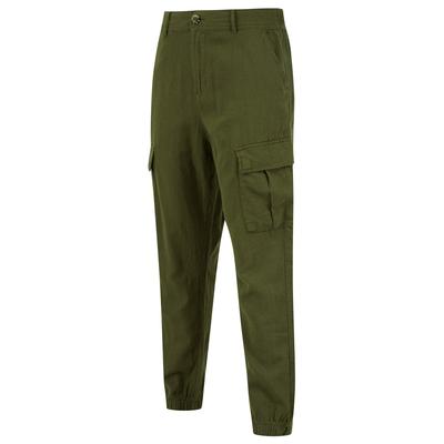 Trousers Idas Linen Cotton Comfort Fit Elasticated Waist Cargo Trousers in Olive Night / XXL - Tokyo Laundry