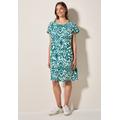 Sommerkleid CECIL, Damen, Gr. XXL (46), US-Größen, grün (grün lagoon), Stoff, 55% Leinen, 45% Viskose, bedruckt, casual, normal knielang, U-Boot-Ausschnitt, Kurzarm abgesteppt, Kleider, aus Leinen
