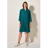 Blusenkleid CECIL, Damen, Gr. XS (36), US-Größen, grün (grün lagoon), Stoff, 100% Leinen, unifarben, casual, comfort fit knielang, V-Ausschnitt, 3/4-Ärmel Bündchen, Kleider, knielang