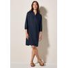 Blusenkleid CECIL, Damen, Gr. L (42), US-Größen, blau (universal blau), Stoff, 100% Leinen, unifarben, casual, comfort fit knielang, V-Ausschnitt, 3/4-Ärmel Bündchen, Kleider, knielang