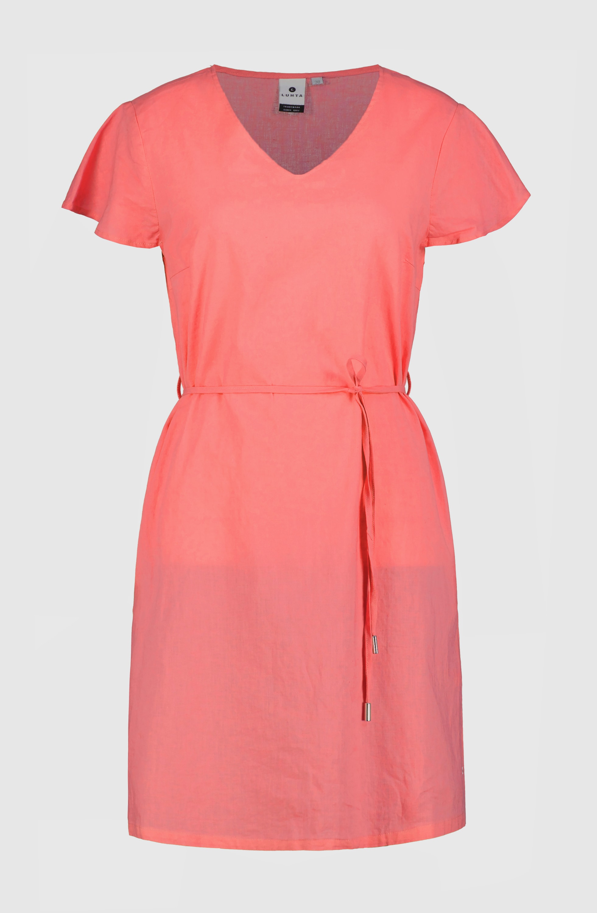 Tunikakleid LUHTA "Luhta Kleid GUNNARS", Damen, Gr. 46, EURO-Größen, rot (hellrot), 55% Leinen, 45% Baumwolle, Kleider Image