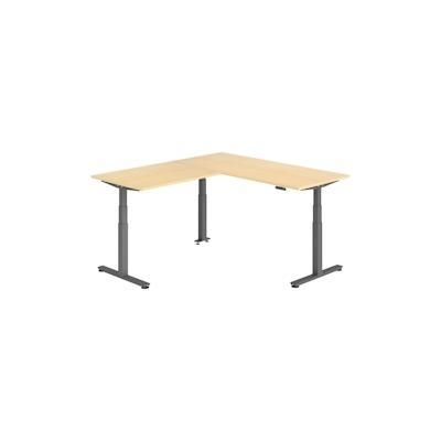 bümö Eckschreibtisch elektrisch höhenverstellbar L-Form: 180 x 200 cm in Ahorn, Gestell graphit - Stehschreibtisch mit Memory-Steuerung, elektrischer Image