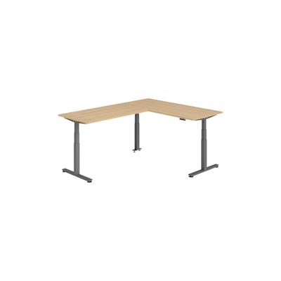 bümö Eckschreibtisch elektrisch höhenverstellbar L-Form: 180 x 240 cm in Eiche, Gestell graphit - Stehschreibtisch mit Memory-Steuerung, elektrischer Image
