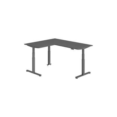 bümö Eckschreibtisch elektrisch höhenverstellbar L-Form: 180 x 160 cm in graphit, Gestell graphit - Stehschreibtisch mit Memory-Steuerung, Image