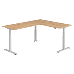 bümö Eckschreibtisch elektrisch höhenverstellbar L-Form: 180 x 240 cm in Asteiche, Gestell silber - Stehschreibtisch mit Memory-Steuerung, Image