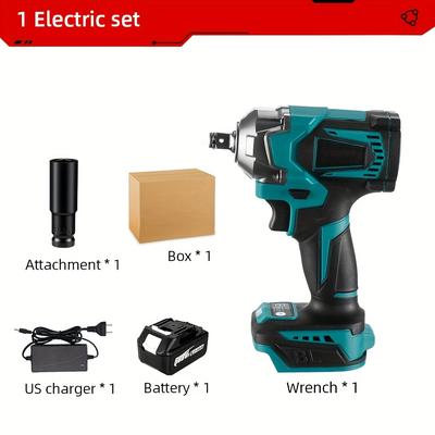 TEMU Cordless Electric Impact Wrench With 1200n.m Torque 1/2 Inch Cordless Electric Screwdriver Electric Tool European Standard With 1 Battery Image