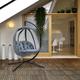 TEMU Hanging Egg Chair, Folding Texteline Swing Hammock With Side Pocket, Cushion And Stand For Indoor Outdoor, Patio Garden Furniture, Grey