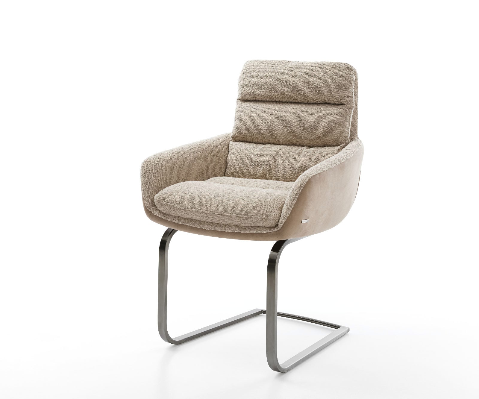 DELIFE Freischwinger Abelia-Flex mit Armlehnen Materialmix Schlamm Freischwinger flach Graphit, Esszimmerstühle Image