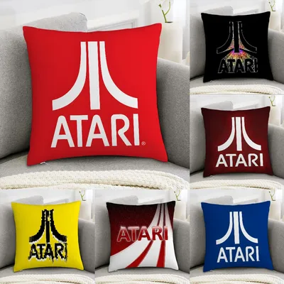 A-AtariS Game Logo Kissenbezug Sofa Dekorativ Zuhause Doppelseitiger Druck Plüsch Quadratisch Dekokissenbezüge Kissen Dekorbezug Image