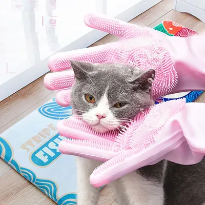 Pet Grooming Reinigungshandschuhe Hund Katze Badehandschuh Indirektes Shampoo Gel Scrubber Sauberer weicher Silikonhandschuh Handhautschutz