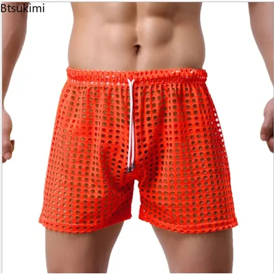 Männer Hohl Boxer Shorts Neue Mode Lose Sexy Mesh Hohl Hosen Atmungsaktivem Sexy Mesh Hosen Schnell Trocknende Unterwäsche Image