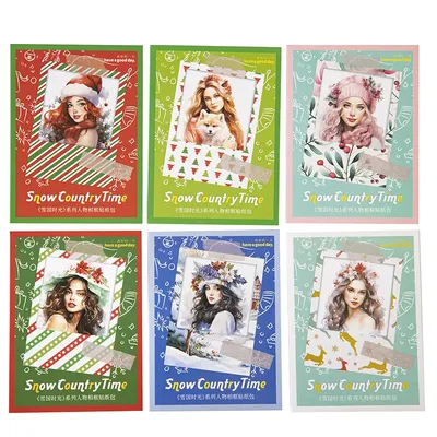 15 Stück Aufkleber pro Packung, Schnee, Landzeit, Weihnachten, Polaroid, Charakter, Konto, Dekoration, Collage, Schreibwaren, Sammelalbum, 144 x 96 mm Image