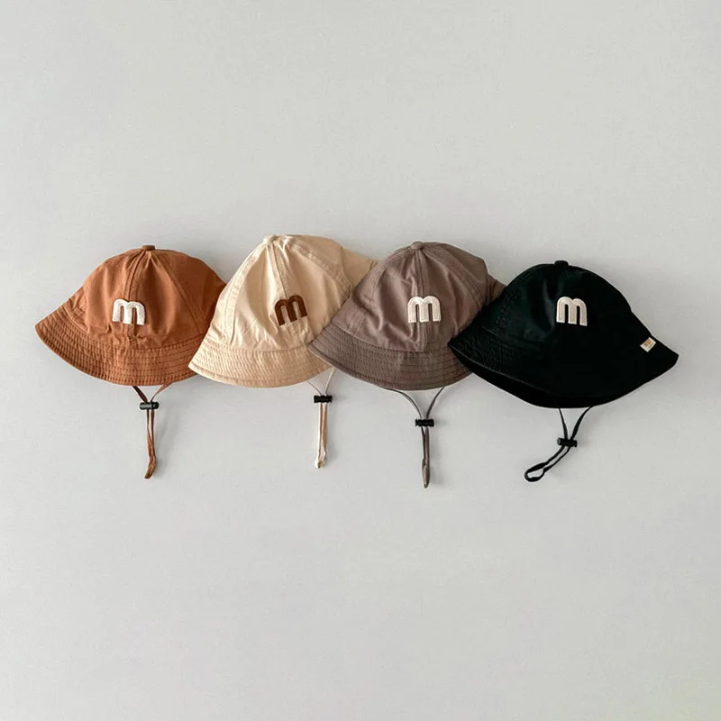 Brief Baby Eimer Hut Sommer Breite Krempe Baby Jungen Mädchen Sonnenhut Einstellbar Outdoor Kleinkind Kinder Fischer Kappe Image