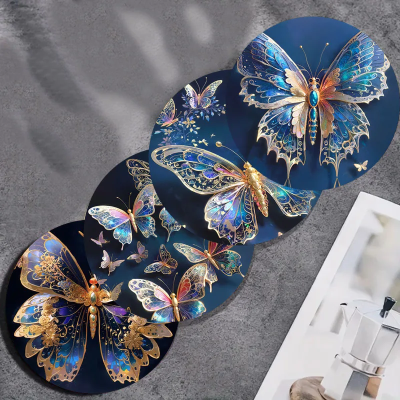 4-teilige Untersetzer mit Schmetterlingsdruck, geeignet für die tägliche Familienparty-Dekoration, Büro, rutschfeste Holzuntersetzer, Weihnachtsgeschenke Image