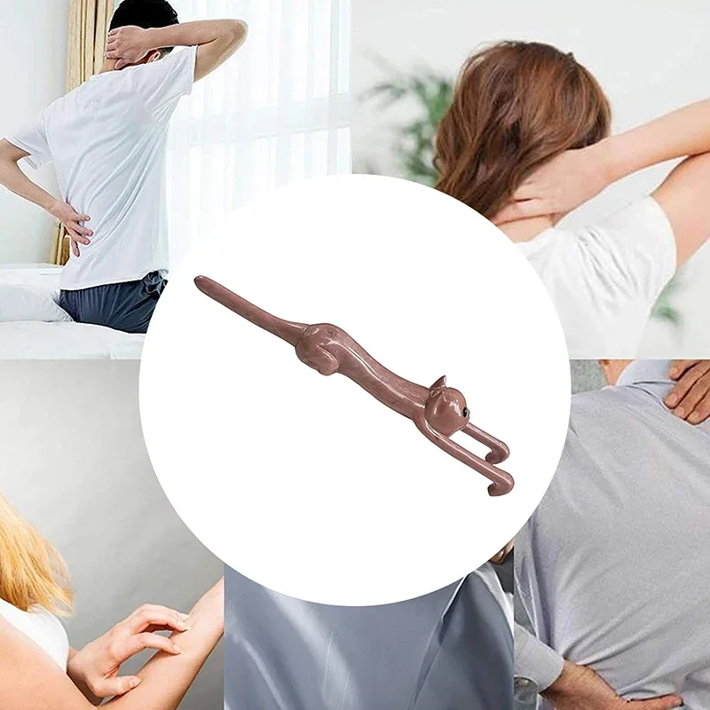 Hölzerner katzen förmiger Rücken kratzer langer Griff Anti-Juckreiz-Massage gerät Haustier katze Statue Rücken kratzer entlasten Juckreiz werkzeug Image