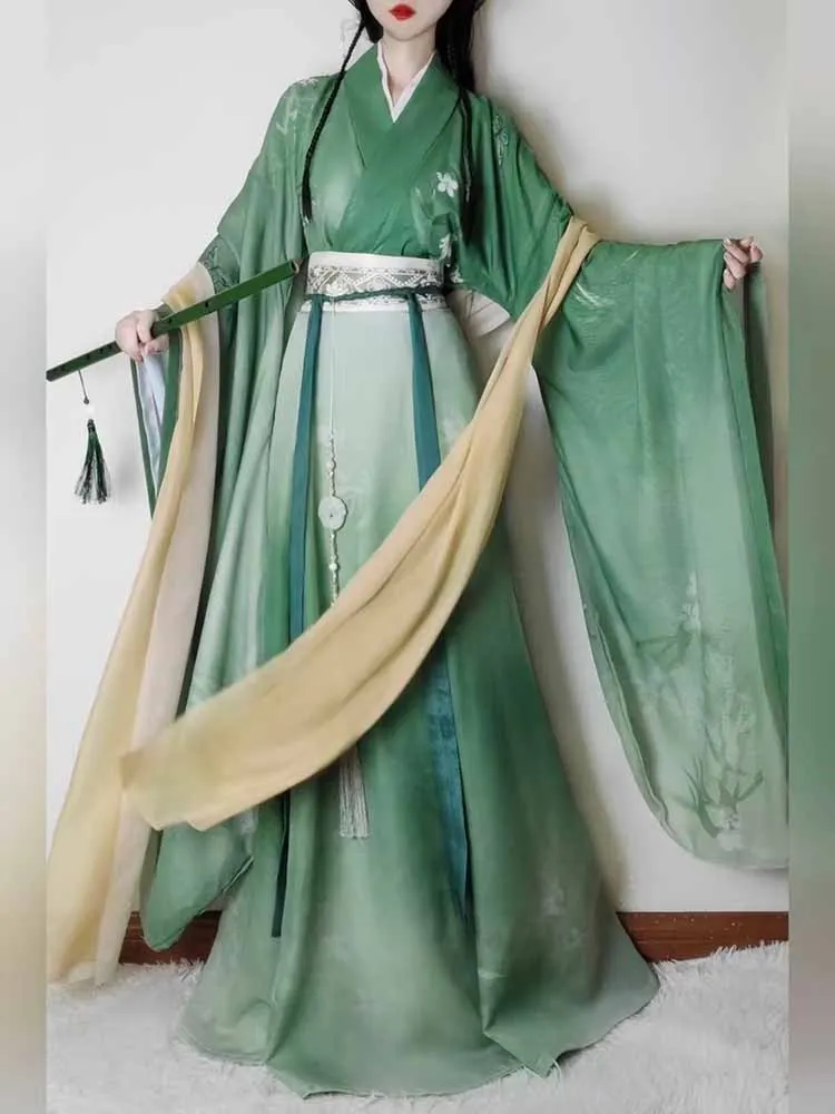Alte chinesische Hanfu Frauen Karneval Cosplay Kostüm Fotografie Party Kleid breite Ärmel Hanfu grünes Kleid für Frauen Image