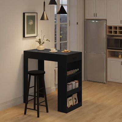 Bartisch mit 1 Schublade 3 Ablagen, Stehtisch Bistrotisch mit Weinregal, Tresentisch für Bar Küche Image