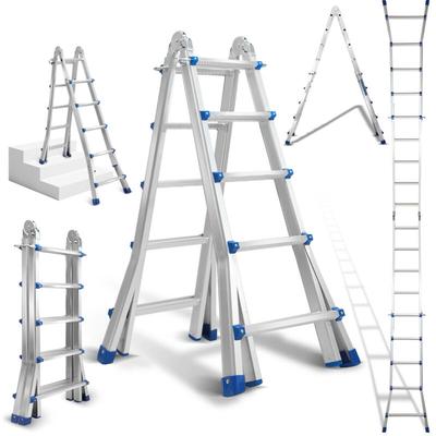 Hengda - Mehrzweckleiter 4x5 Alu Multifunktionsleiter Teleskopleiter 513cm Silber bis 150kg