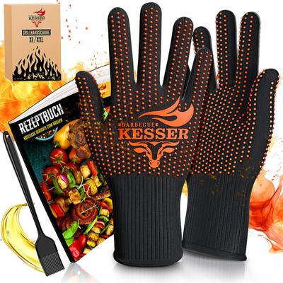 Grillhandschuhe hitzebeständig bis 500° Ofenhandschuhe Atmungsaktiv & mit rutschfestem Griff Image