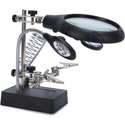 Beijiyi - Standlupe, Vergrößerungsglas, 5 LEDs, multifunktionaler Lötkolben, dritte Hand für Image