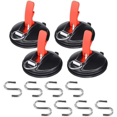 4X Saugnapf für Camping und Haushalt - Extra Starke Saugnäpfe und Saugknöpfe mit 8 S-Haken Image