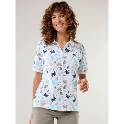 Walbusch Damen Jersey Poloshirts Weiss bedruckt Image