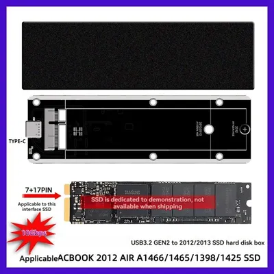 For Macbook 2012 Air A1425 A1398 A1465 A1466 SSD Case USB3.2 GEN2 6Gbps M.2 SATA SSD Box SSD