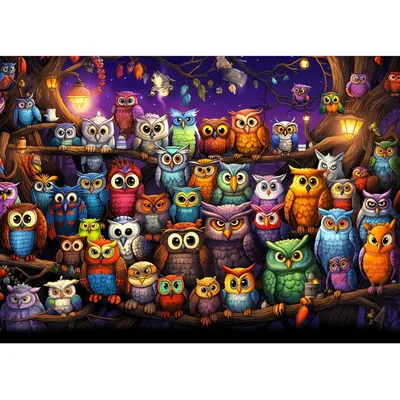 Owl Family 1000/500/300 Pieces Wooden Jigsaw Puzzles Challenging Family Activity Games for Gameroom