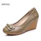 ZXRYXGS 2025 Spring Autumn New Fashion Round Toe Bow Women Genuine Leather Shoes Wedges Non-slip