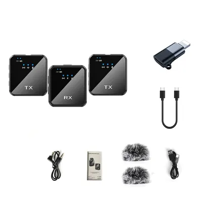 Wireless Noise Canceling Microphone System Portable Collar Clip Interview Camera