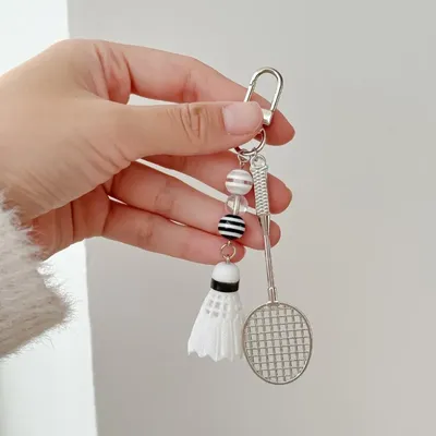 Cute badminton racket keychain creative mobile phone pendant niche bag pendant activity small gift