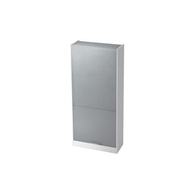 bümö Rollladenschrank in Weiß/Silber mit Relinggriff - Vertikal Jalousieschrank 90 cm breit, Aktenschrank abschließbar, Büroschrank für Ordner & Co. Image
