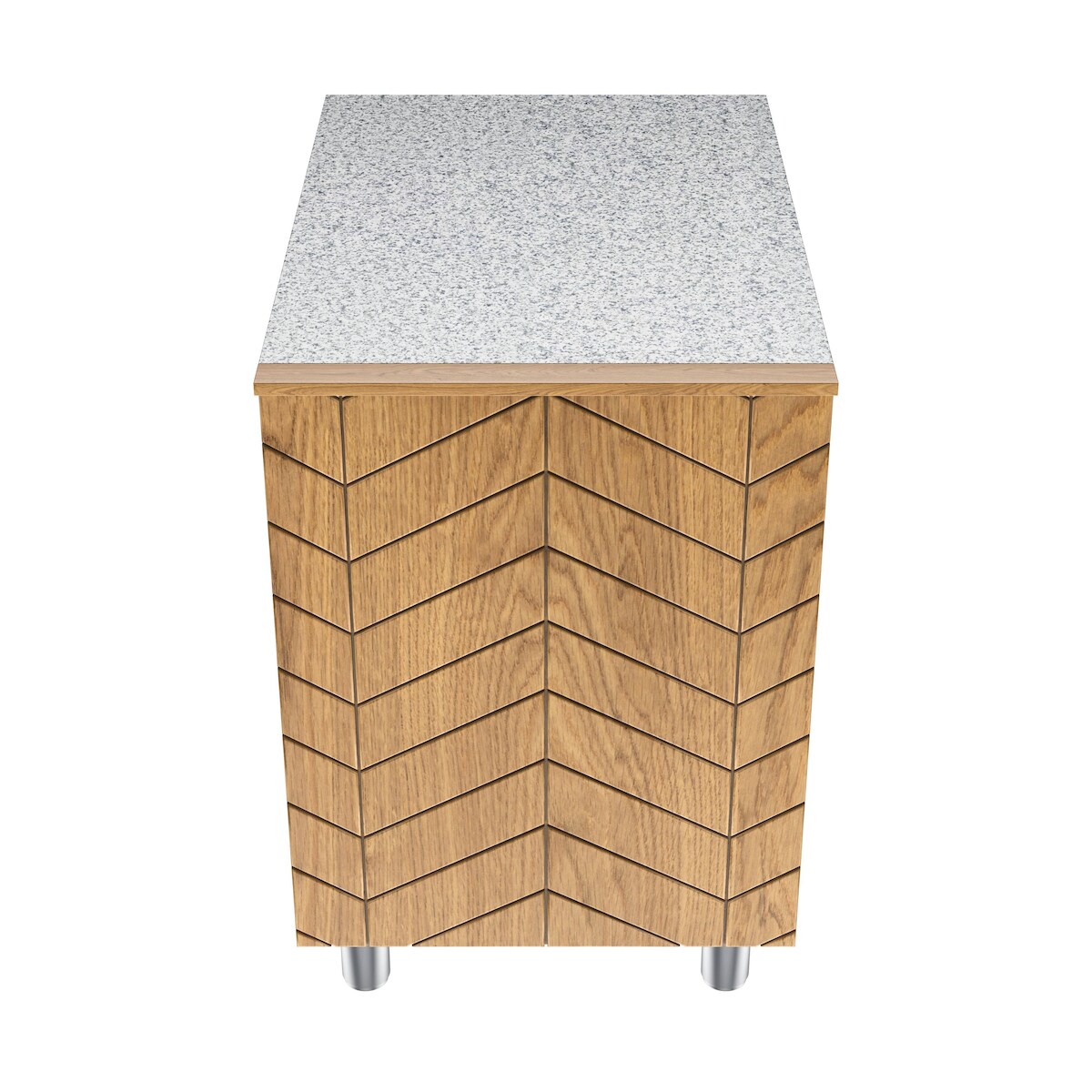 Gastronics Kassentisch Premium – Elegantes Design mit LED-Fischgrätenverkleidung und grauem Granit 60 x 85 x 87 cm Image