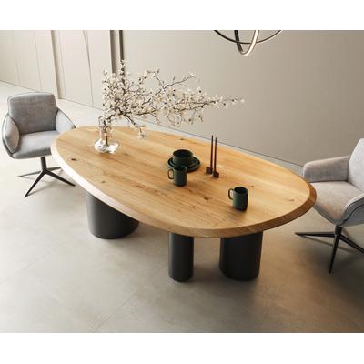 DELIFE Esstisch Edge Oval 220x120x2,5 Eiche Natur Troa Metall Schwarz Flow-Edge, Esstische Image