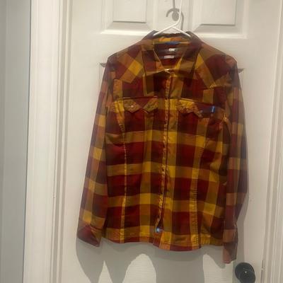 Columbia Shirts | Columbia Western Style Pearl Snap Button Down Shirt Sz Xlarge | Color: Orange/Red | Size: Xl