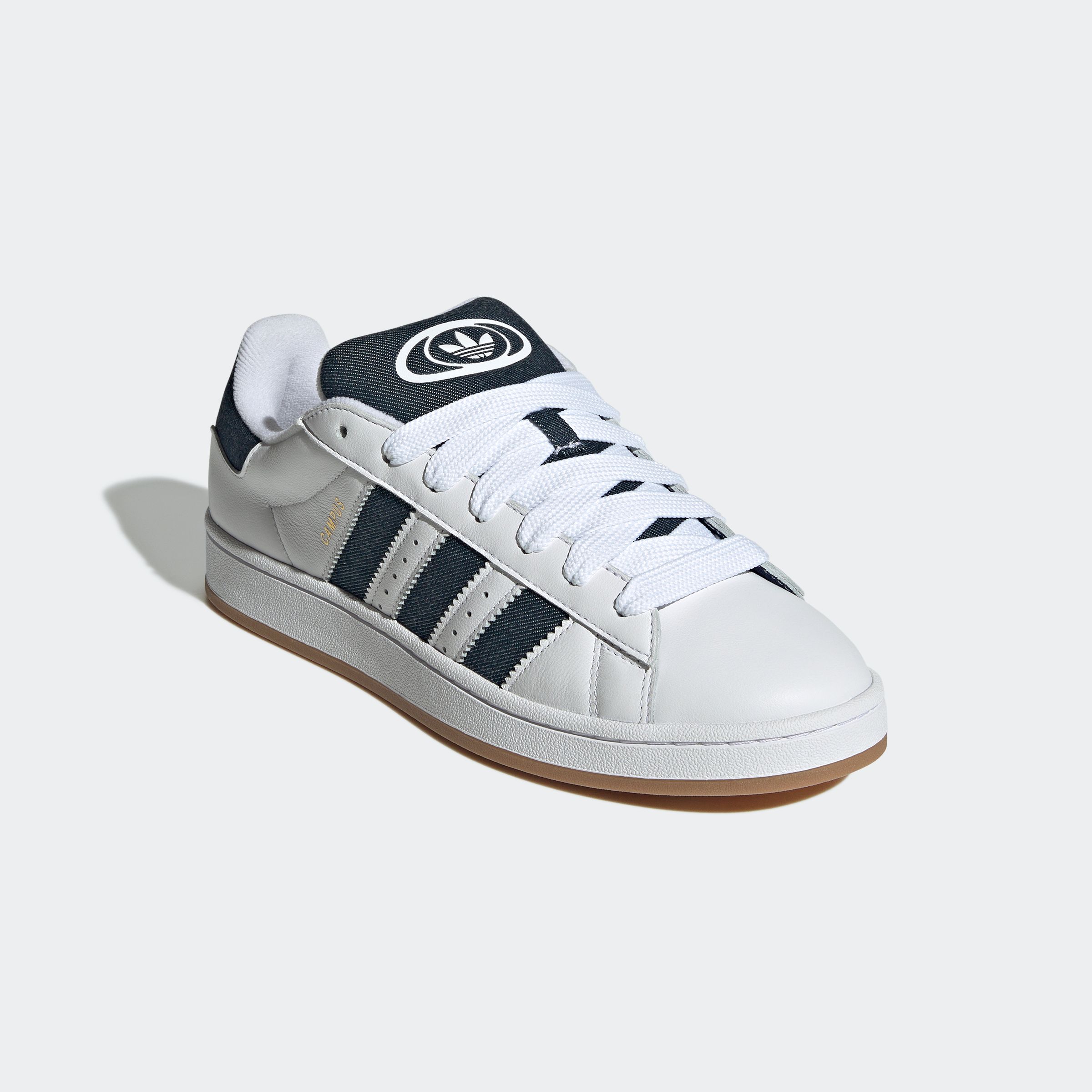 Sneaker ADIDAS ORIGINALS "CAMPUS 00S", Herren, Gr. 37, weiß (cloud weiß, night indigo, gold metallic), Leder, Textil, Schuhe Sneaker