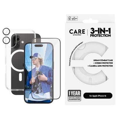 CARE BY PANZERGLASS Handyhülle "Flagship 3-in-1 für Apple iPhone 16", transparent, B:11cm H:2,5cm T:19,5cm, Hüllen, Backcover, Schutzhülle, Handyschutzhülle, Case, Schutzcase, stoßfest Image