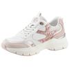 Keilsneaker TAMARIS, Damen, Gr. 39, weiß kombi, rose glitzer, Ziegenveloursleder, Textil, Lederimitat, kontrastfarbene Details, sportlich, Schuhe, Plateau, Freizeitschuh, Schnürschuh mit kontrastfarbenen Details