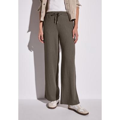 Stoffhose STREET ONE, Damen, Gr. 42, Länge 30, acron braun, Web, Obermaterial: 55% Polyester, 44% Viskose, 1% Elasthan, Strukturmuster, casual, loose fit knöchellang, Hosen, mit Struktur Image