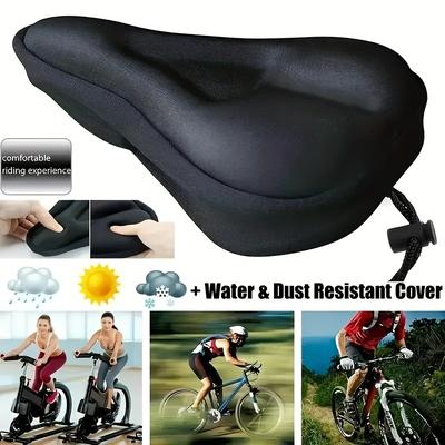 TEMU Extra 3d Gel Bike Cushion With Anti-slip Layer And Water/dust Resistant Cover - Universal Fit Thick Sponge Seat Pad For Cycling, Mountain Biking And Indoor Exercise Bikes - Suitable For Age 14+ Image