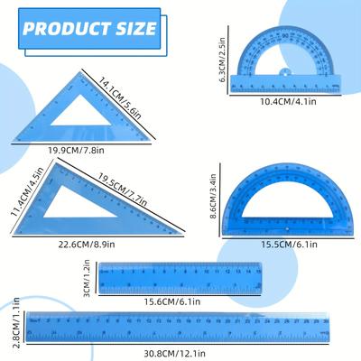 TEMU 6pcs Geometric Set Ruler Student Drawing And Measuring Tool Image