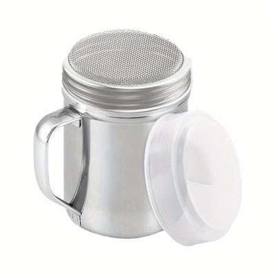 TEMU 1pc Sus304 Stainless Steel Shaker - With Handle - Coffee Bar Powder Sprinkler - Fine Mesh Powder Absorber Image