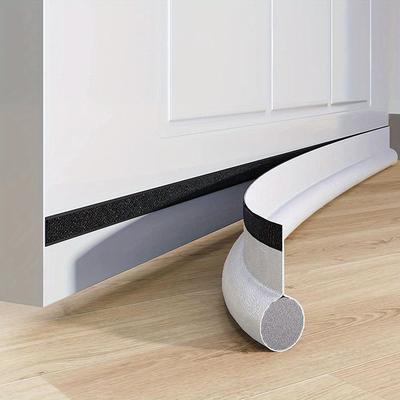 TEMU 1pc Adjustable Self-adhesive Draft Stopper, Polyurethane Door Bottom Seal Strip, Soundproof Weather Stripping With Insulation Foam, Cold Air Blocker For Prevention, In Black And Gray Image