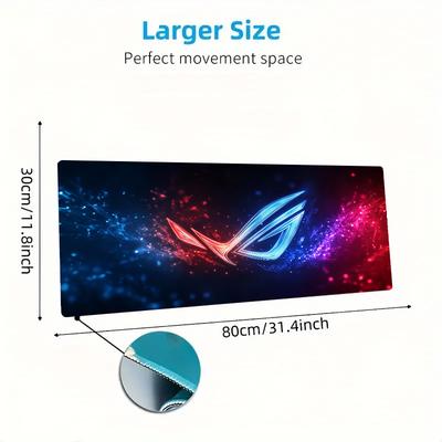 TEMU 1pc Large Gaming Mouse Pad With Print, Non-slip Base, Washable Desk Mat With Wrist Support, Polyester Fabric, Rectangular Shape - Ideal For And Office Use, Perfect Christmas Gift Image