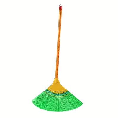 TEMU Extra-large Heavy-duty Outdoor Broom With 8-row Ripple Bristles - Wood Handle For Efficient Sweeping Of Leaves, & Dust - Ideal For Home, Garden & Commercial Use Image