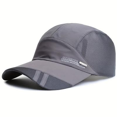 TEMU 1pc Breathable Mesh Baseball Cap, Quick-dry Polyester Sports Hat For Fishing Golf Sun Protection, Casual Solid Color Lightweight Design, Fishing Golf Cap|breathable Headwear|lightweight Cap Image