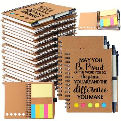 TEMU 10-pack Inspirational Spiral Notebooks With Notes And Bamboo Pens, Motivational Journal For Team, Teacher, Coworker Appreciation, Christmas Employee Gifts Image