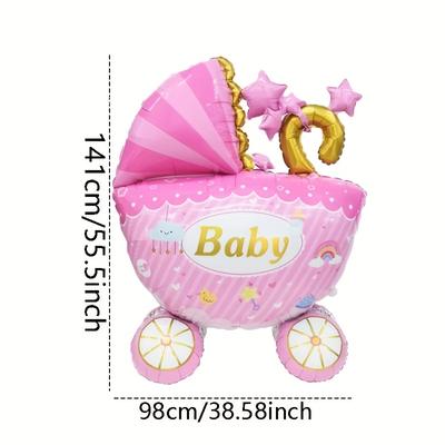 TEMU 1pc Of 55-inch Large Standing Red And Blue Small Car Foil Balloon, Suitable For Birthday, Gender Reveal, And Party Decorations. Image